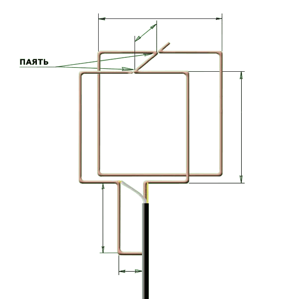 Антенна тройной квадрат из одного куска провода